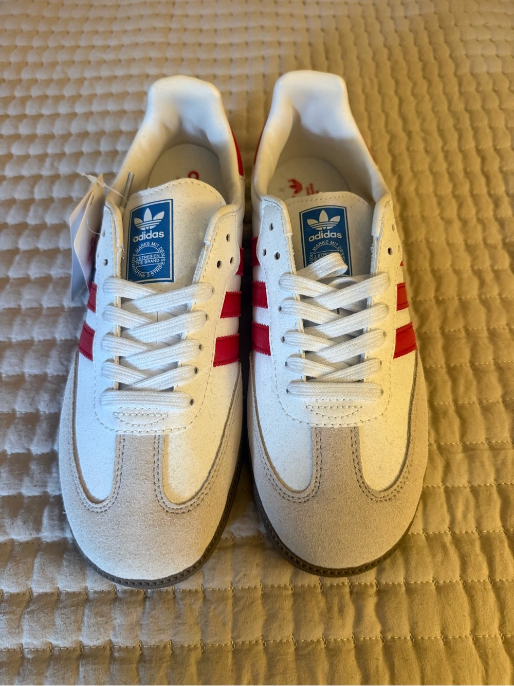 adidas sambas White Sneakers with Red Stripes